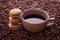 French coffee macaroons and coffee beans