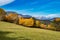 French countryside. Clelles: view of the heights of the Vercors, the marly hills and the valley Val de Drome, France