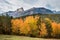 French countryside. Clelles: view of the heights of the Vercors, the marly hills and the valley Val de Drome, France