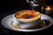 French Creme Brulue dessert. Close up shot gourmet food photography.