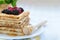 French crepe pancakes with fresh berries and honey