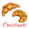 French croissant sketch for bakery shop design