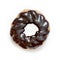 French Cruller Chocolate Donut or Doughnut, Isolated on White