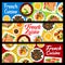 French cuisine banners, vector France meals food