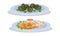 French Cuisine Dishes with Escargot Served on Plate Vector Set