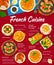 French cuisine menu, France food dishes and meals