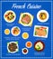 French cuisine menu, vector France food meals