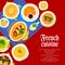 French cuisine restaurant menu cover, France meals