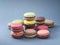 French dessert macarons color and taste variations.