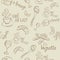 French Doodles Seamless Pattern