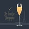 French Eiffel tower and glass of champagne vector illustration
