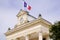 French flag city hall in Arcachon town near Bordeaux Gironde