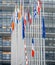 The French Flag flies at half-mast in front of the European Parl