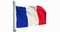 French flag waving on white background, animation. 3D rendering