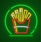 French-fried potatoes in paper cup neon icon