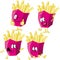 French fries cartoon with hand gesturing isolated