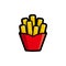 French fries colored with contour fast food vector icon