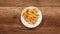 French fries disappear from a slowly rotating plate