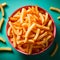 French fries, fast food plate, quick snack, junk food - AI generated image