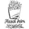 French fries , fastfood, logo, and drawn vector illustration realistic sketch
