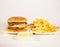 French fries and fresh Burger, food that everyone loves, fast food concept