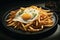 french fries and fried egg, AI generated