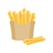 French fries. Fried potatoes in paper box, cartoon vector illustration