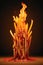 French fries with hot spicy ketchup burning with flames and fire. Chili spiced food. Generative Ai