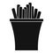 French fries icon, simple black style