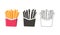 French fries linear vector icon. Delicious fried potato sticks outline illustration. Fast food restaurant logotype