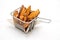 French fries in a metallic stainless steel basket