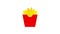 French fries potato in red paper box icon animation