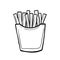 French fries. Vector linear doodle style. Freehand illustration. Fast food