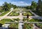 French gardens of  Villa Arnaga in Cambo-les-Bains, As seen from the villa window.  Basque Country, France