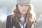 French girl with curly hair in autumn beret. Beauty and fashion look. Confident in her choice. vintage woman with makeup