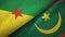 French Guiana and Mauritania two flags textile cloth, fabric texture