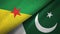 French Guiana and Pakistan two flags textile cloth, fabric texture