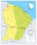 French Guiana political map with roads and rivers