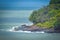 French Guiana, Salvation Islands. View of Devil\\\'s Island from Ile Roya