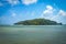 French Guiana, Salvation Islands. View of Devil\\\'s Island from Ile Roya