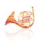 French Horn Music Instrument colorful and White Background Illustration