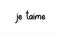 French i love you je taime written with 2d lettering using white curly font over red background with parts covered in