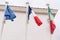 French italian europa EU flag on wall building