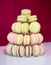 French macarons on cake stand