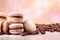 French macarons sweets with coffee beans