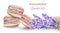 French macaroon sweets with lavender taste and color