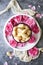 French Madeleine cookie with rose petals