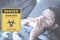 French Man infected with coronavirus is in quarantine - Danger Biohazard panel, quarantine