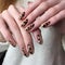 French manicure on women& x27;s thick handles with leopard design