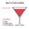 French martini alcoholic cocktail vector illustration recipe isolated